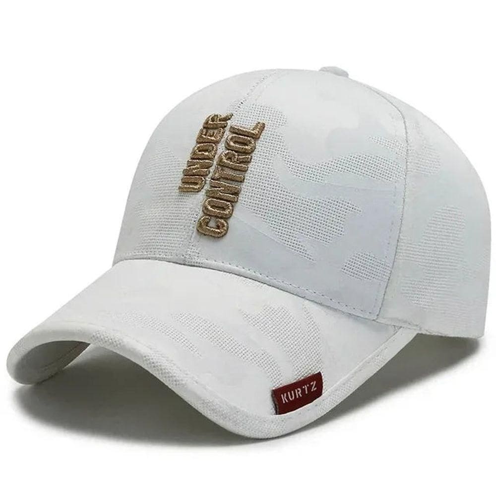 Boné De Beisebol Masculino Esportivo Bordado Ajustavel Branco 55-60cm