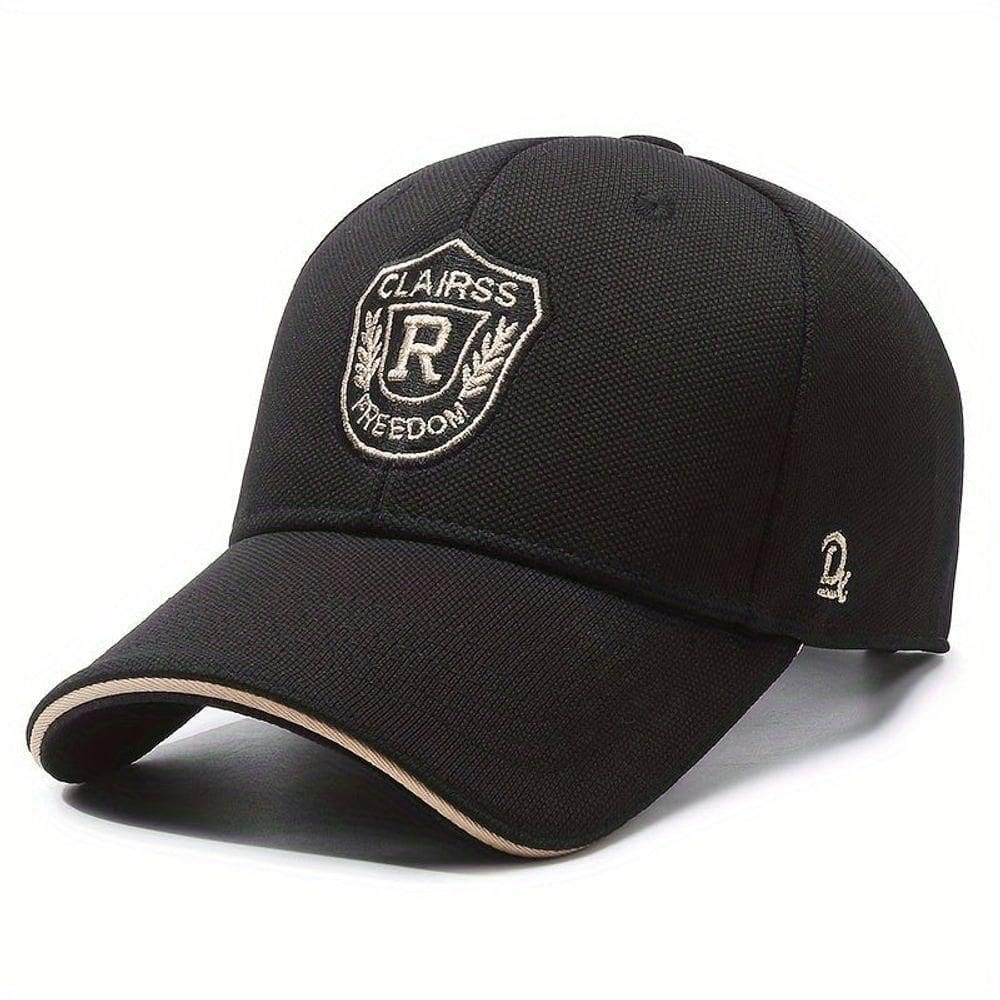 Boné De Beisebol Unissex Com Emblema Da Letra R De Algodão Preto Estilo 1