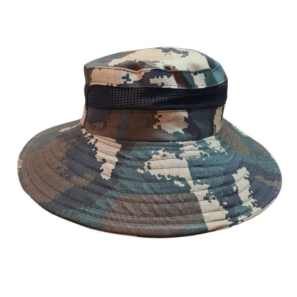 Chapéu Camuflado Australiano Canavieiro Respirável Pesca Marrom