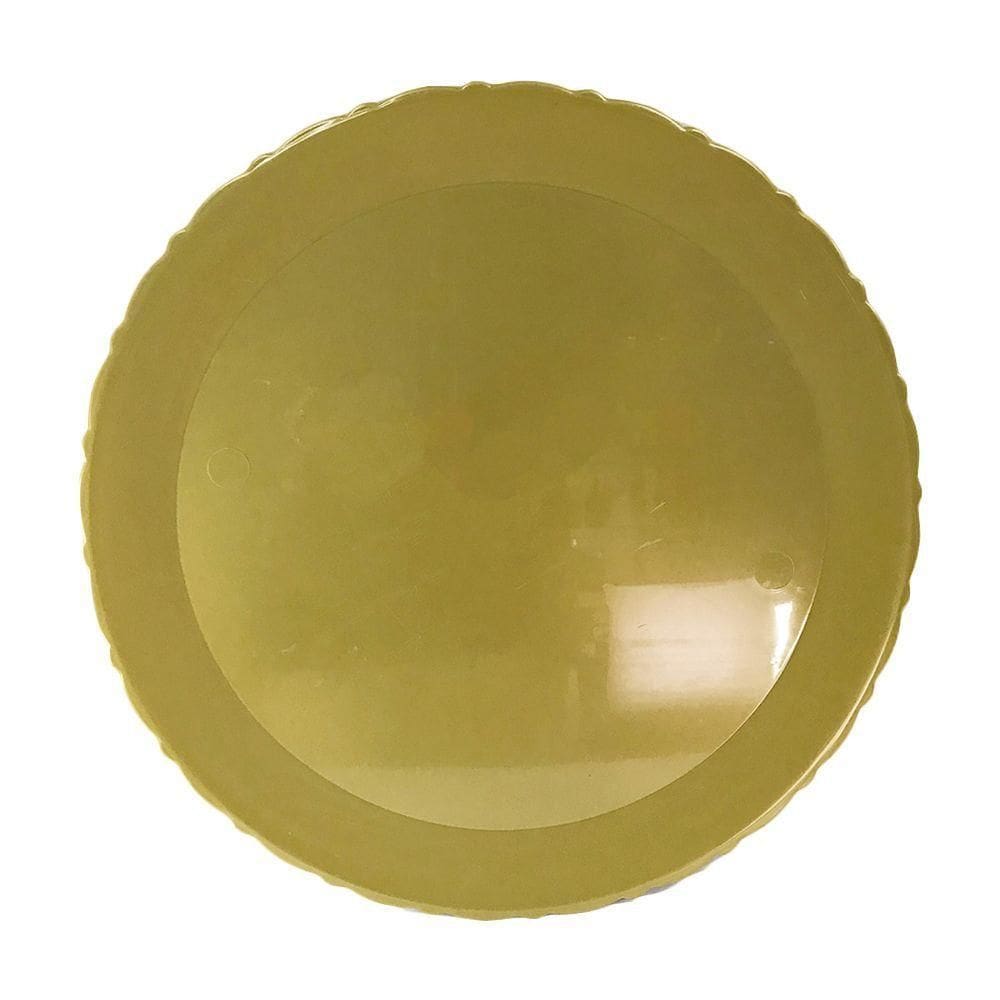 Bandeja Redonda Dourada Com Borda Rendada - 27cm