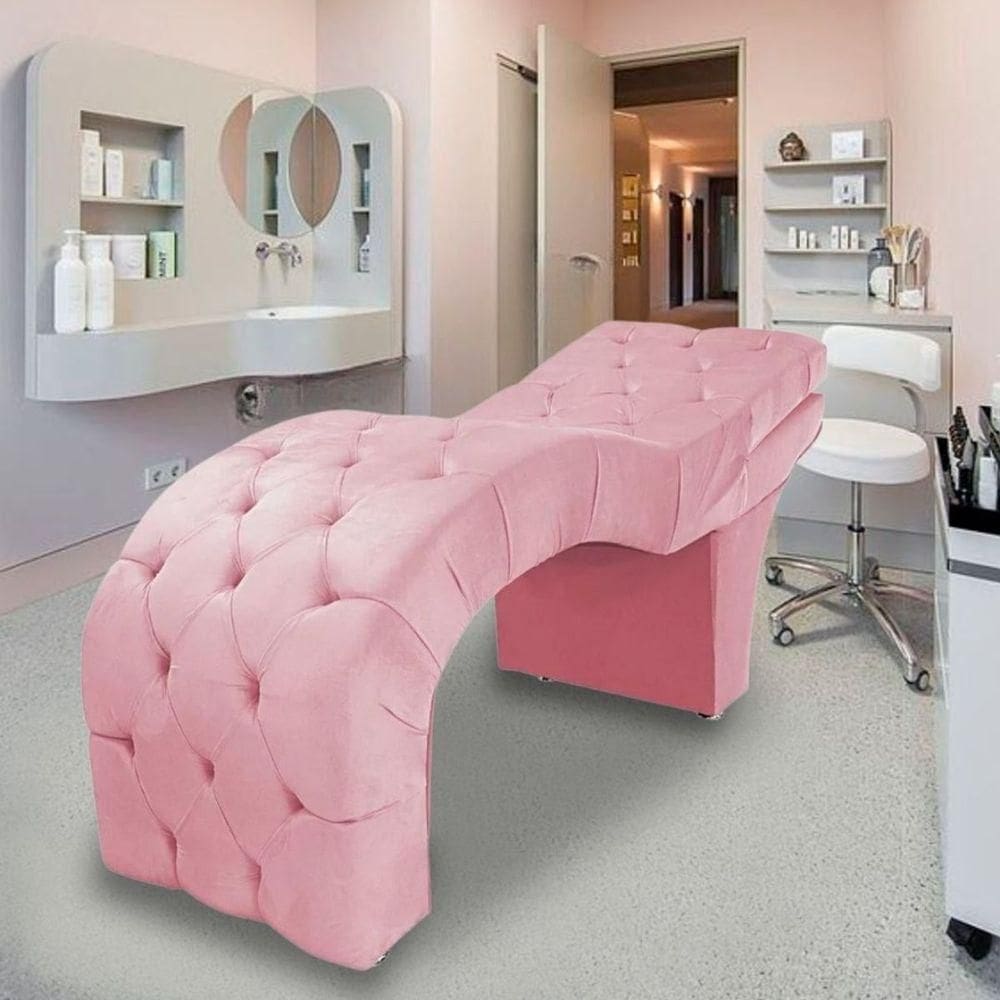 Maca Estética Estofada Reclinável Ergonômica Suede Eliana Cor:rosê