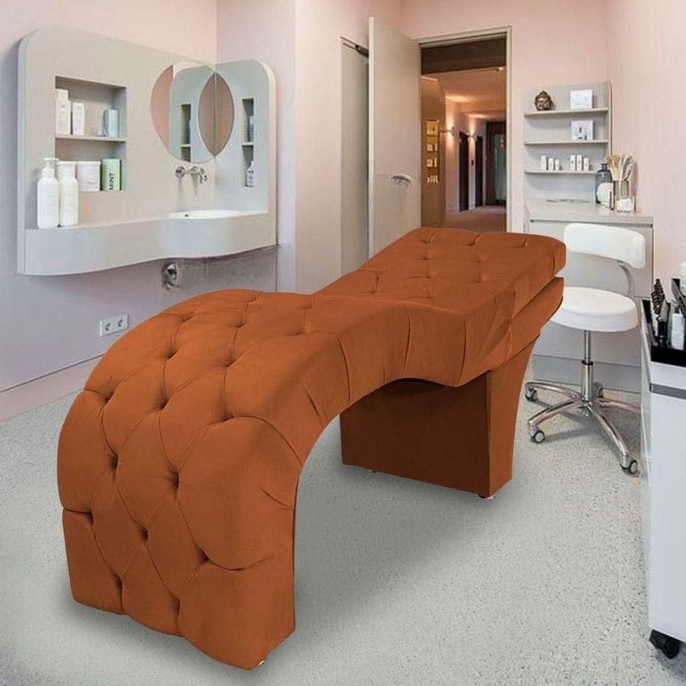 Maca Estética Estofada Reclinável Ergonômica Suede Eliana Cor:terracota