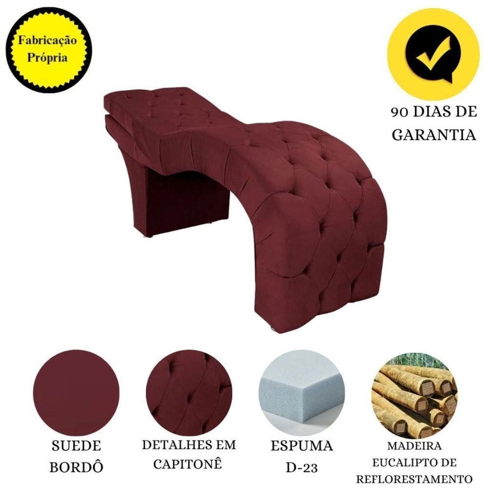 Maca Estética Estofada Reclinável Ergonômica Suede Tati Cor:bordô