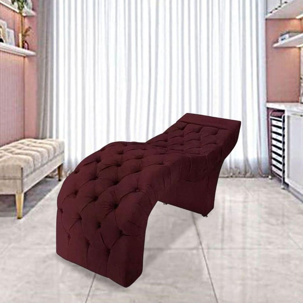 Maca Estofada Estética Cílios Salão Spa Veludo Rebeca Bordô