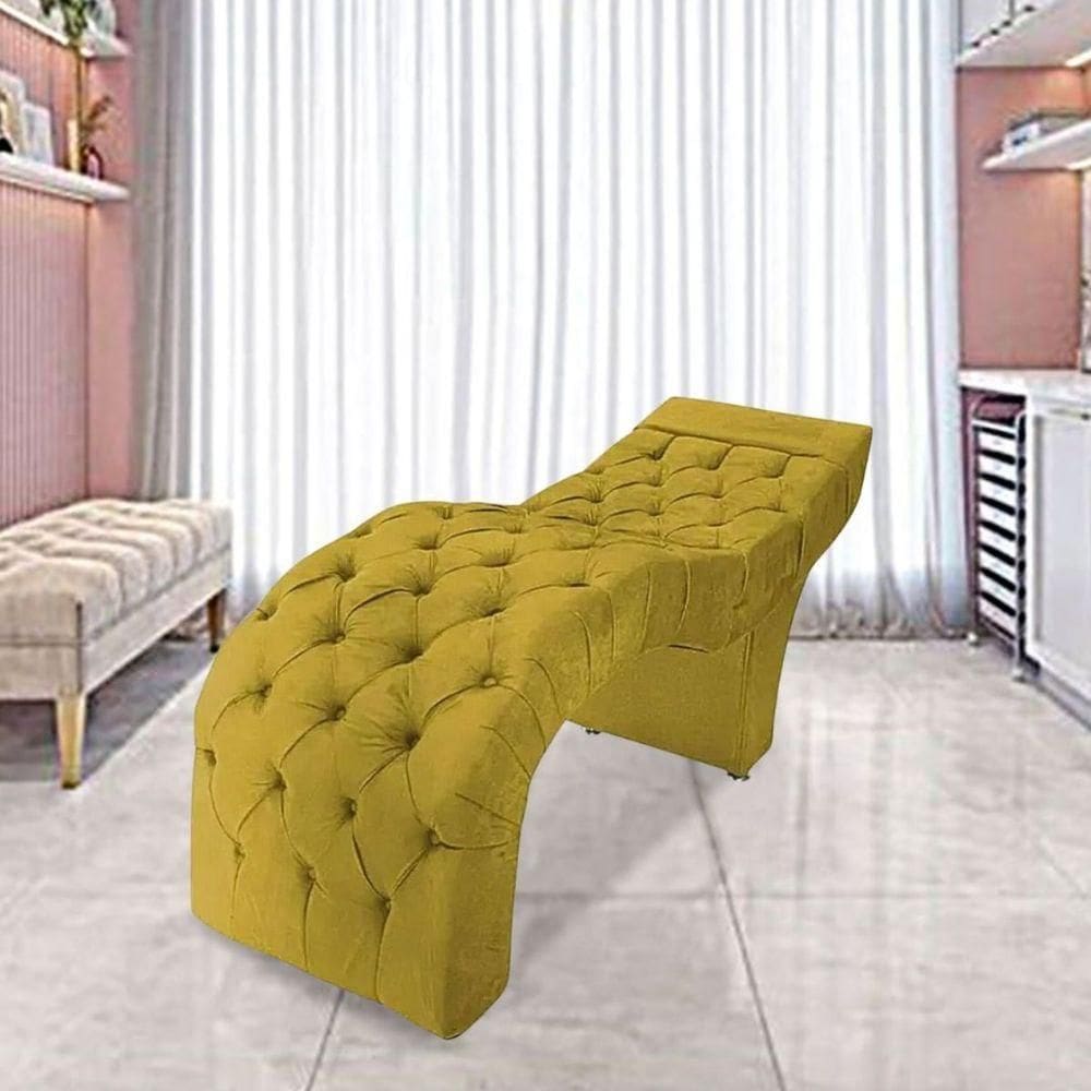 Maca Estofada Estética Cílios Salão Spa Suede Rebeca Amarelo