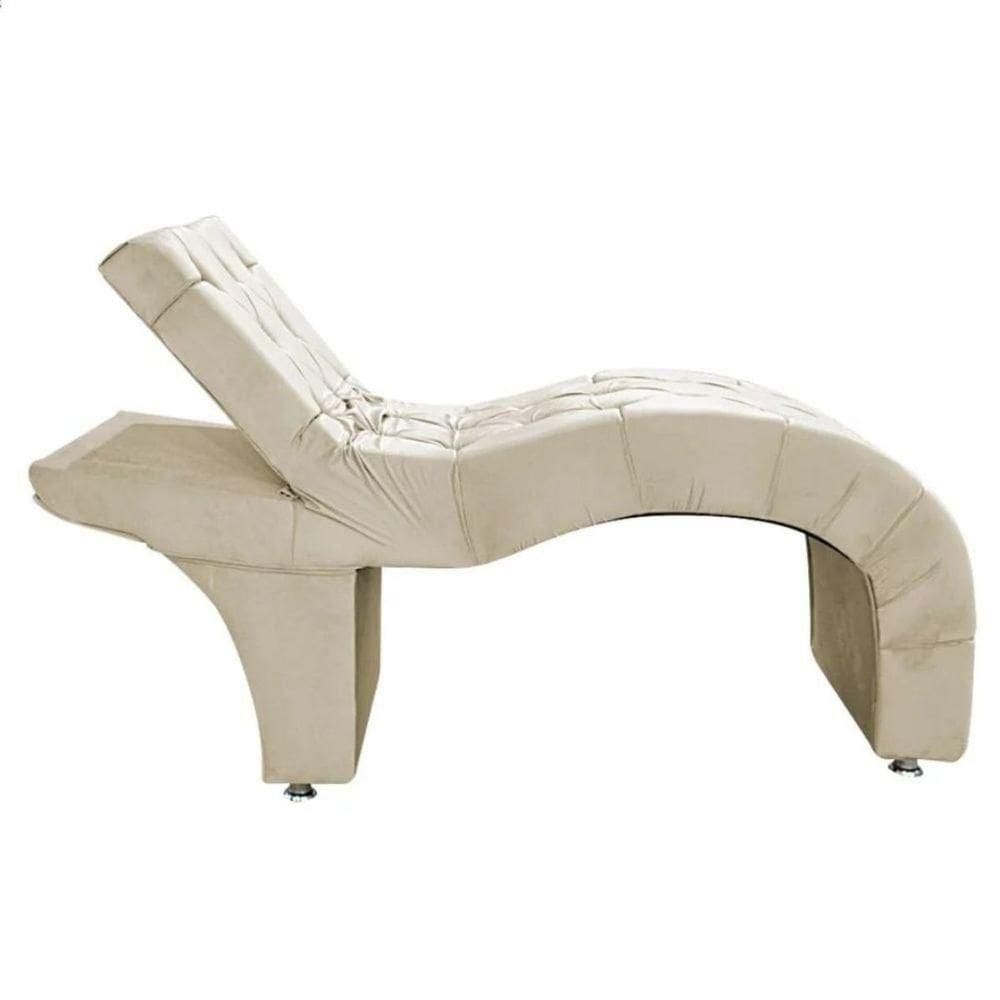 Maca Estética Estofada Reclinável Ergonômica Veludo Marilia Bege