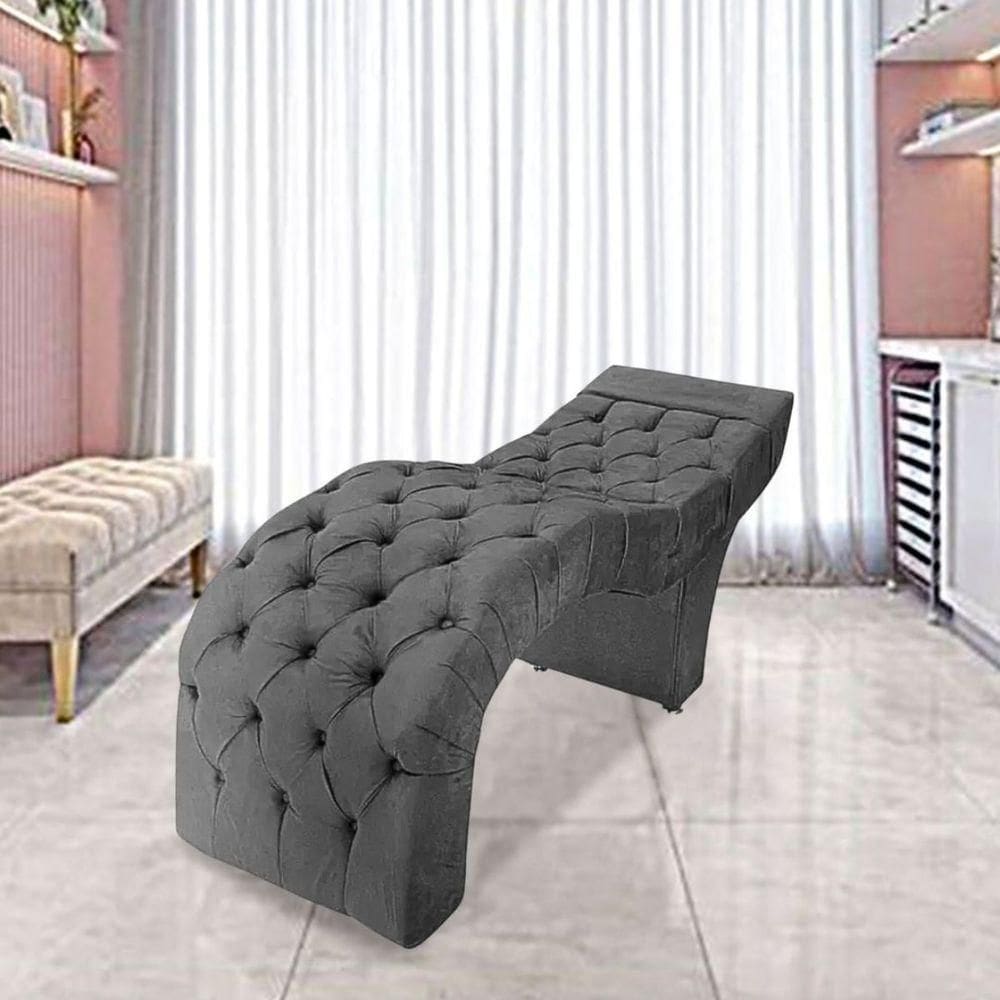 Maca Estofada Estética Cílios Salão Spa Suede Rebeca Cinza