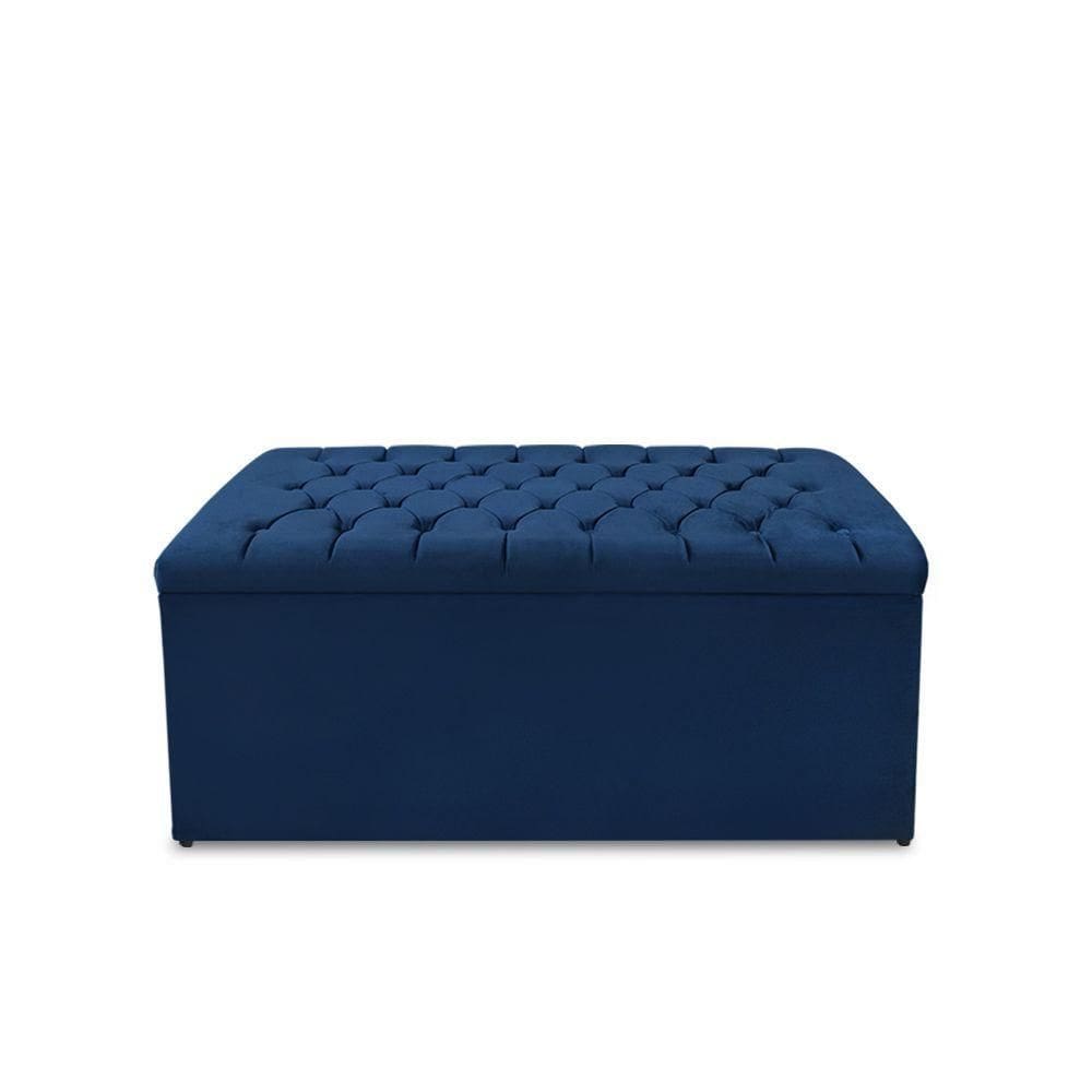 Calçadeira Baú Estofada Dunas Casal 140 Cm - Veludo Verde