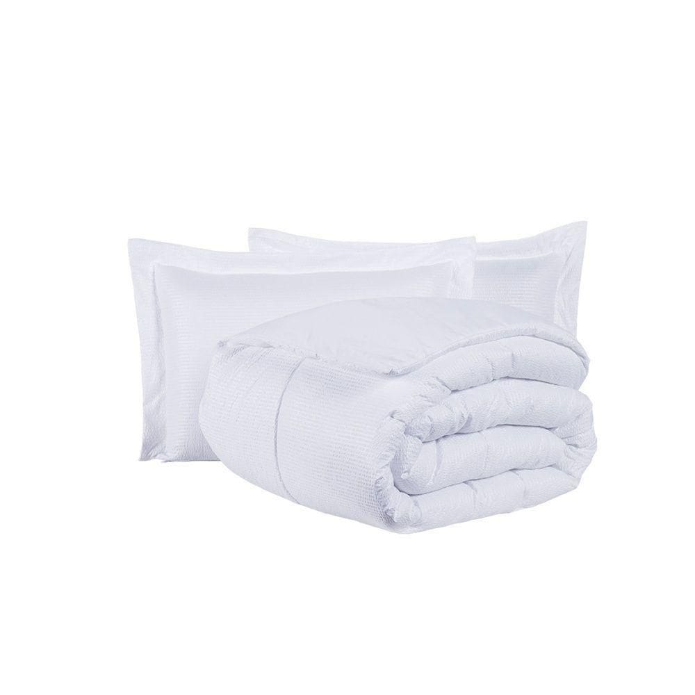 Kit Cobre Leito Ravena To Decorando Queen 3 Peças Micropercal 200 Fios Toque Acetinado 100% Poliéster - Branco