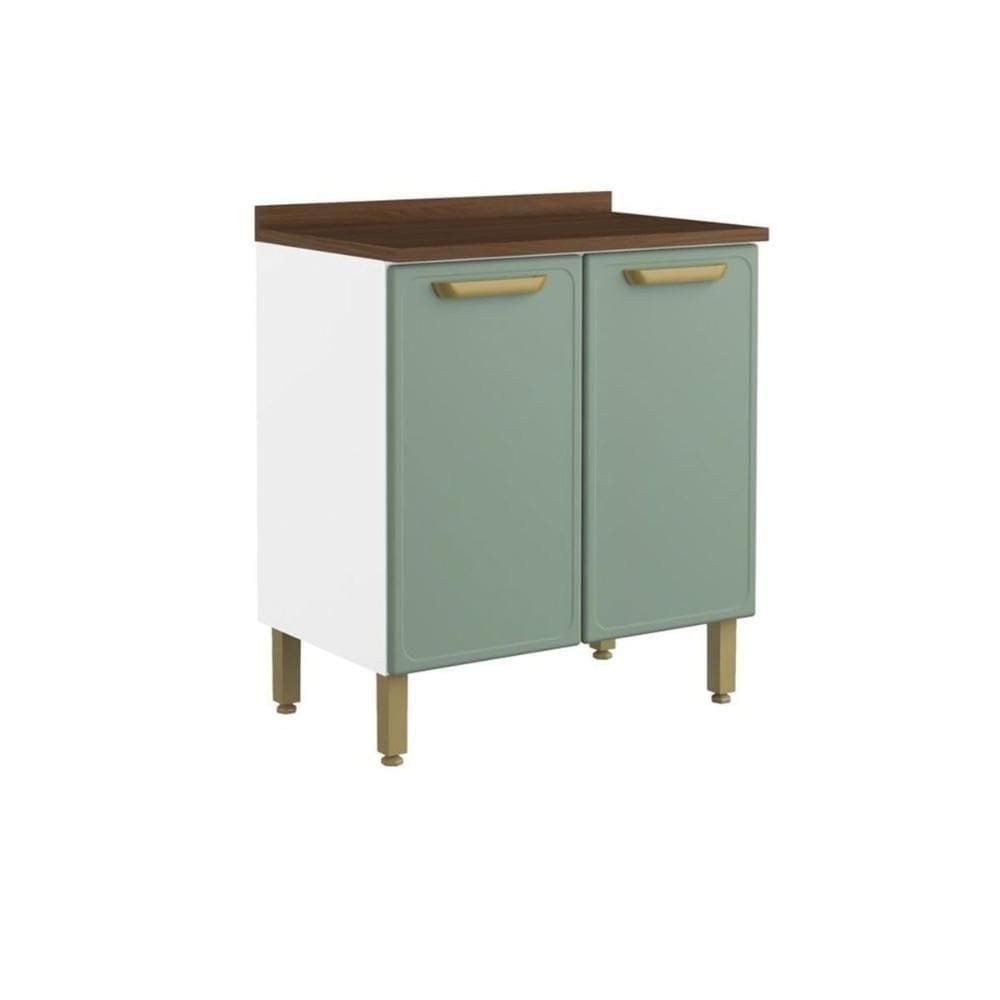 Gabinete De Cozinha Modulado C- Tampo Bella 1 Porta 80cm Verde - Bertolini