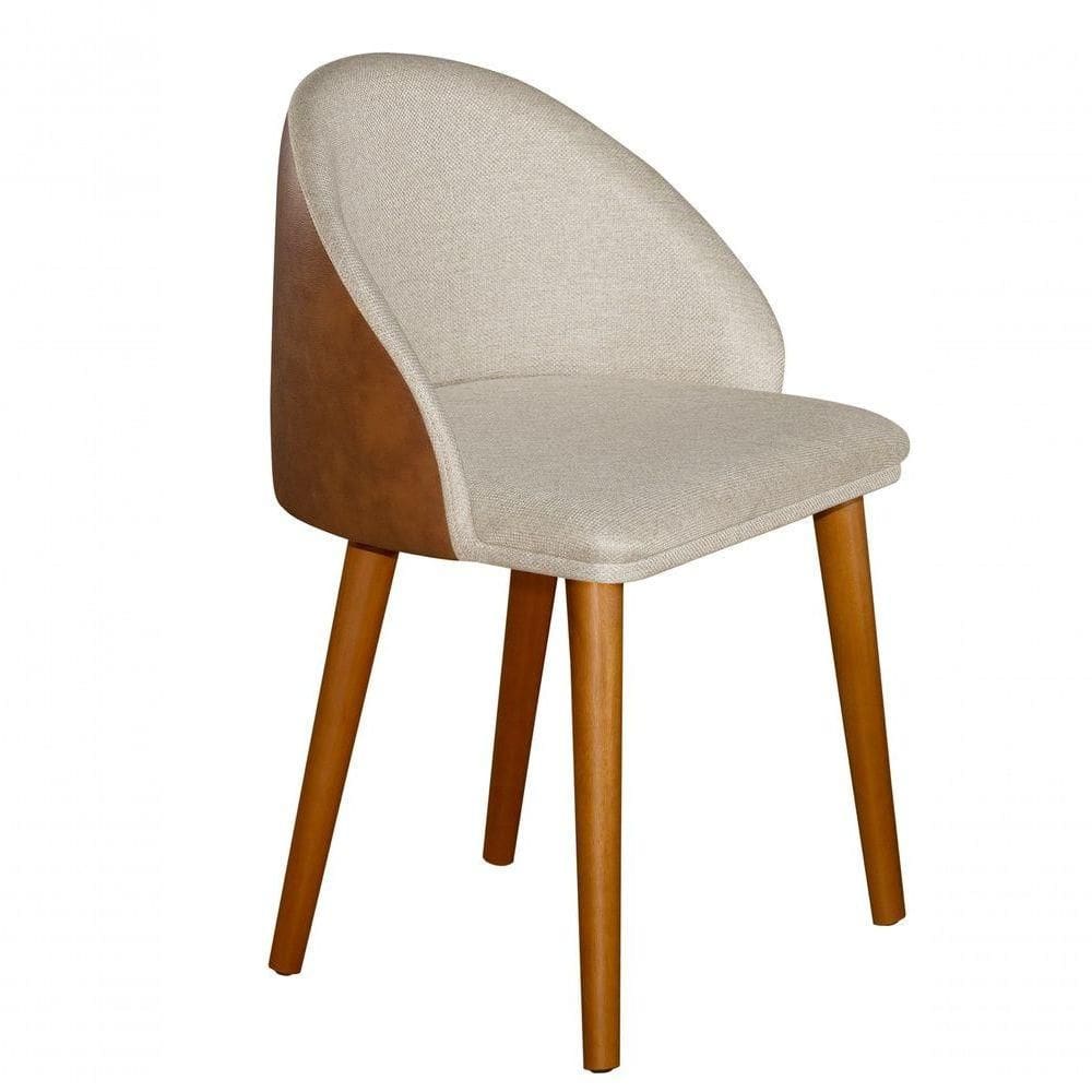 Kit 2 Cadeira Diamante Linho C/couro Sala Jantar Escritório