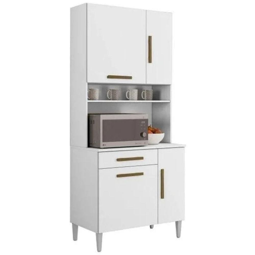 Armário De Cozinha Bahia 4 Portas 1 Gaveta Branco Kaiki Móveis
