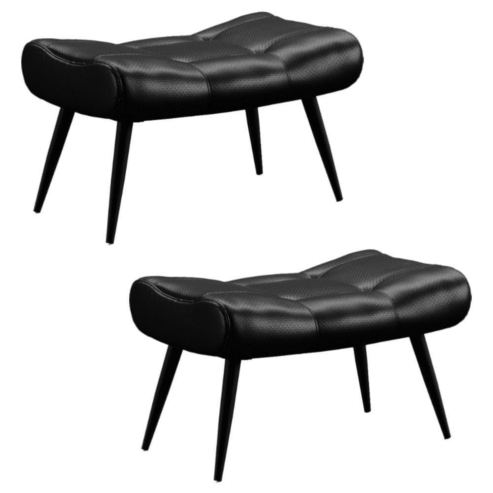 Kit 2 Puffs Decorativos Para Sala De Estar Pés Palito Lord Facto Preto - Ibiza