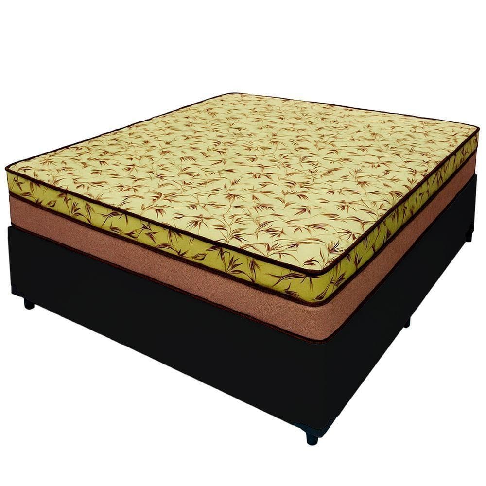 Cama Box Casal 138 Tecido Sintético Preto Com Colchão Espuma D33 Tokio Bege - Bello Box - 65x138x188