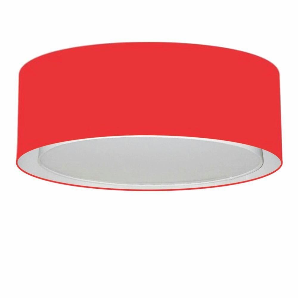 Plafon Cilíndrico Duplo Vivare Md-3037 Cúpula Em Tecido 60x25cm - Bivolt Vermelho 127/220v