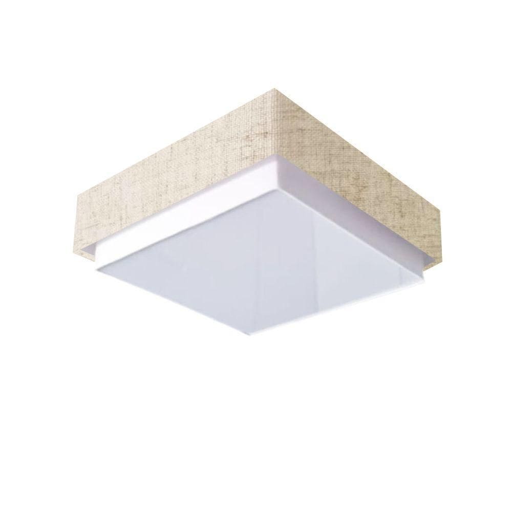 Plafon Quadrado Vivare Md-3091 Cúpula Em Tecido 50x50cm - Bivolt Rustico-bege 127/220v