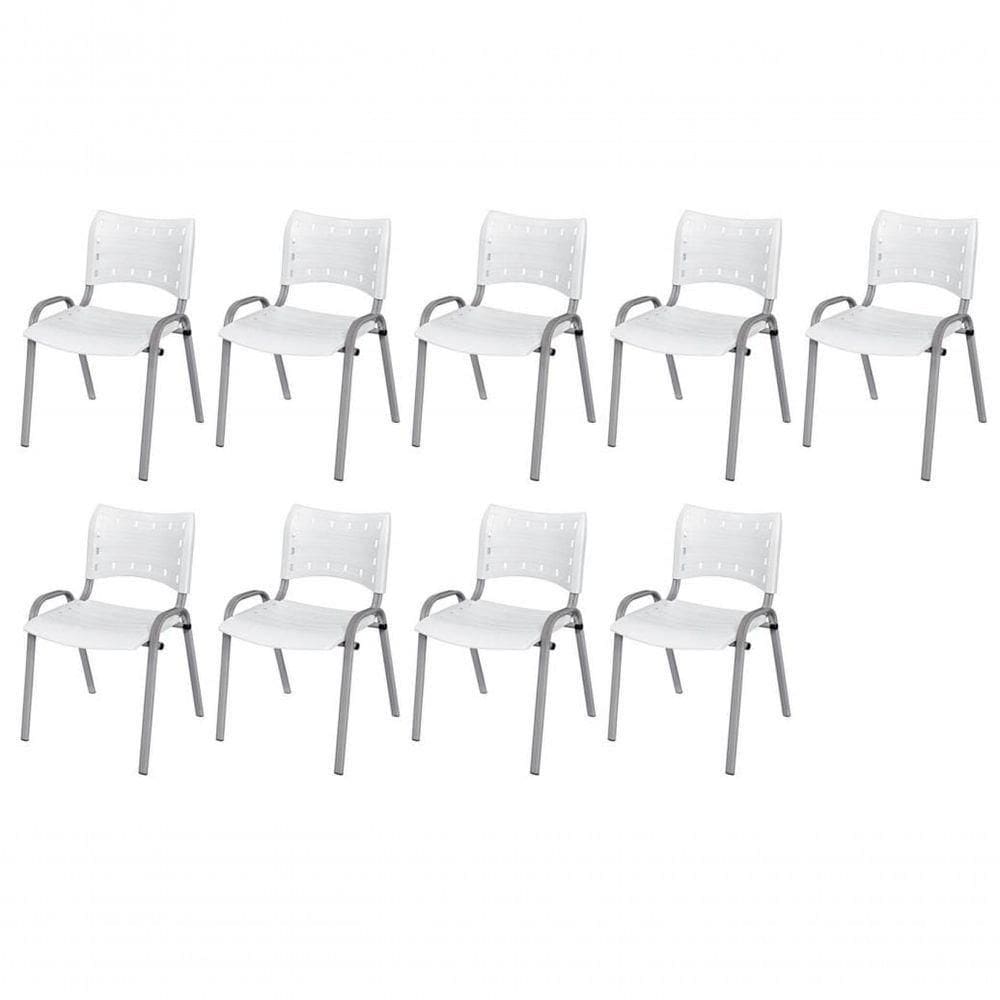 Cadeira Iso Base Cinza , Escritório Branco Kit 9 Un