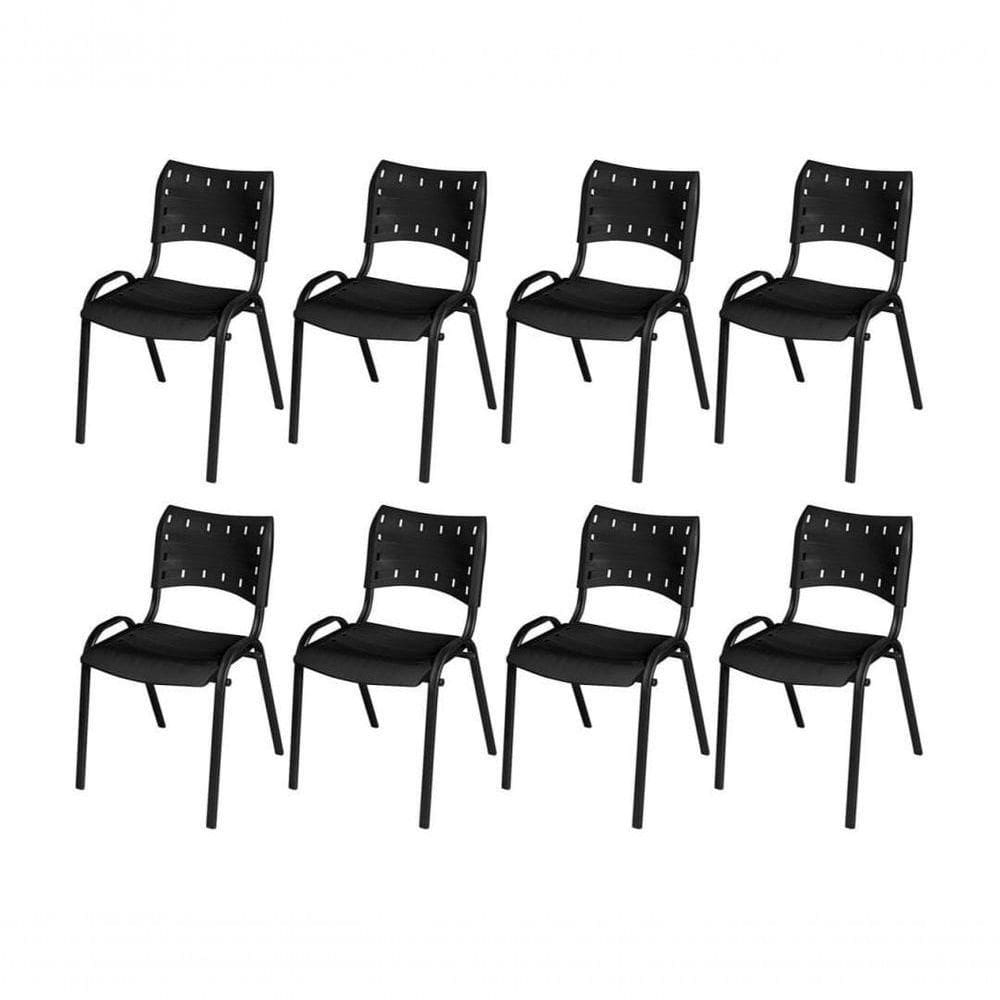 Cadeira Iso Base Preto , Escritório Preto Kit 8 Un