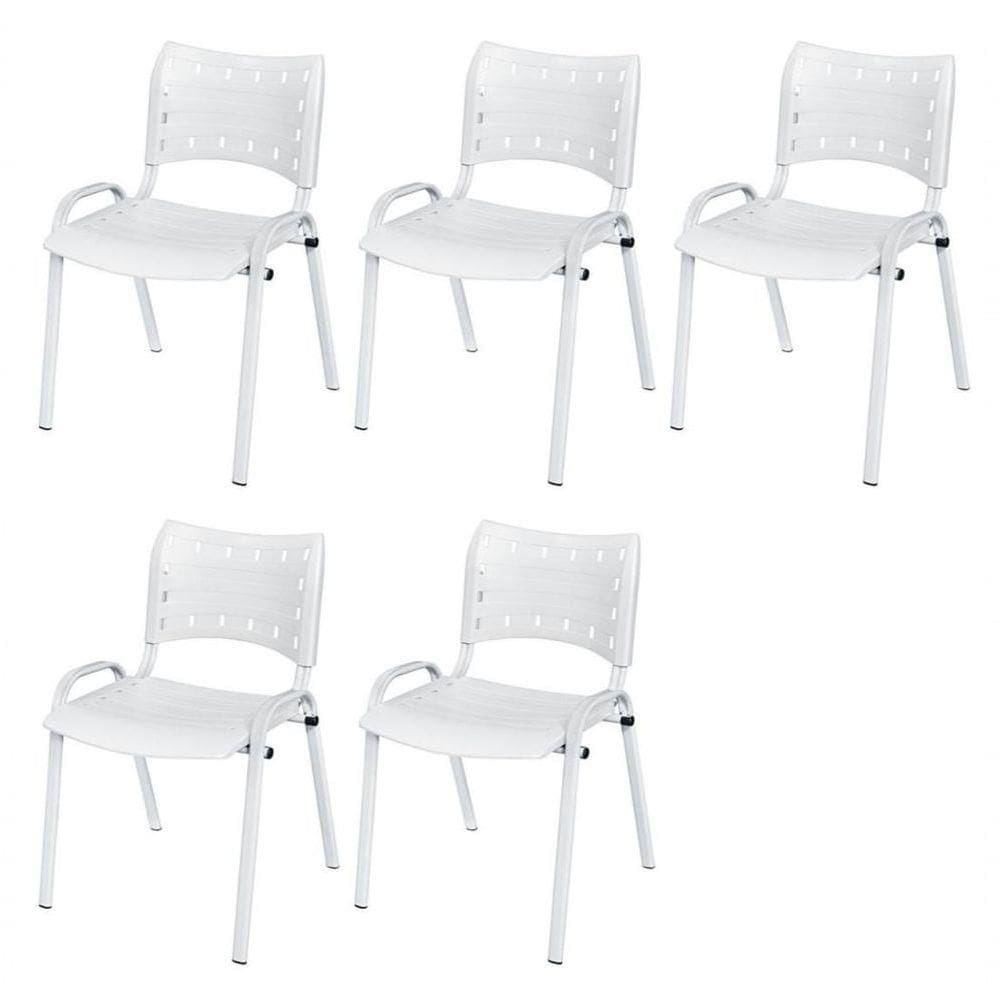 Cadeira Iso Base Branco , Escritório Branco Kit 5 Un