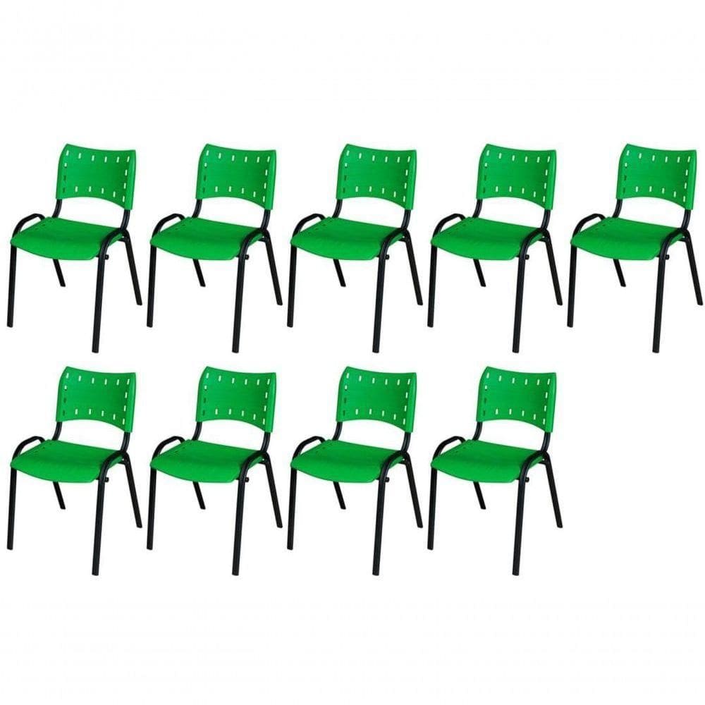 Cadeira Iso Base Preto , Escritório Verde Kit 9 Un