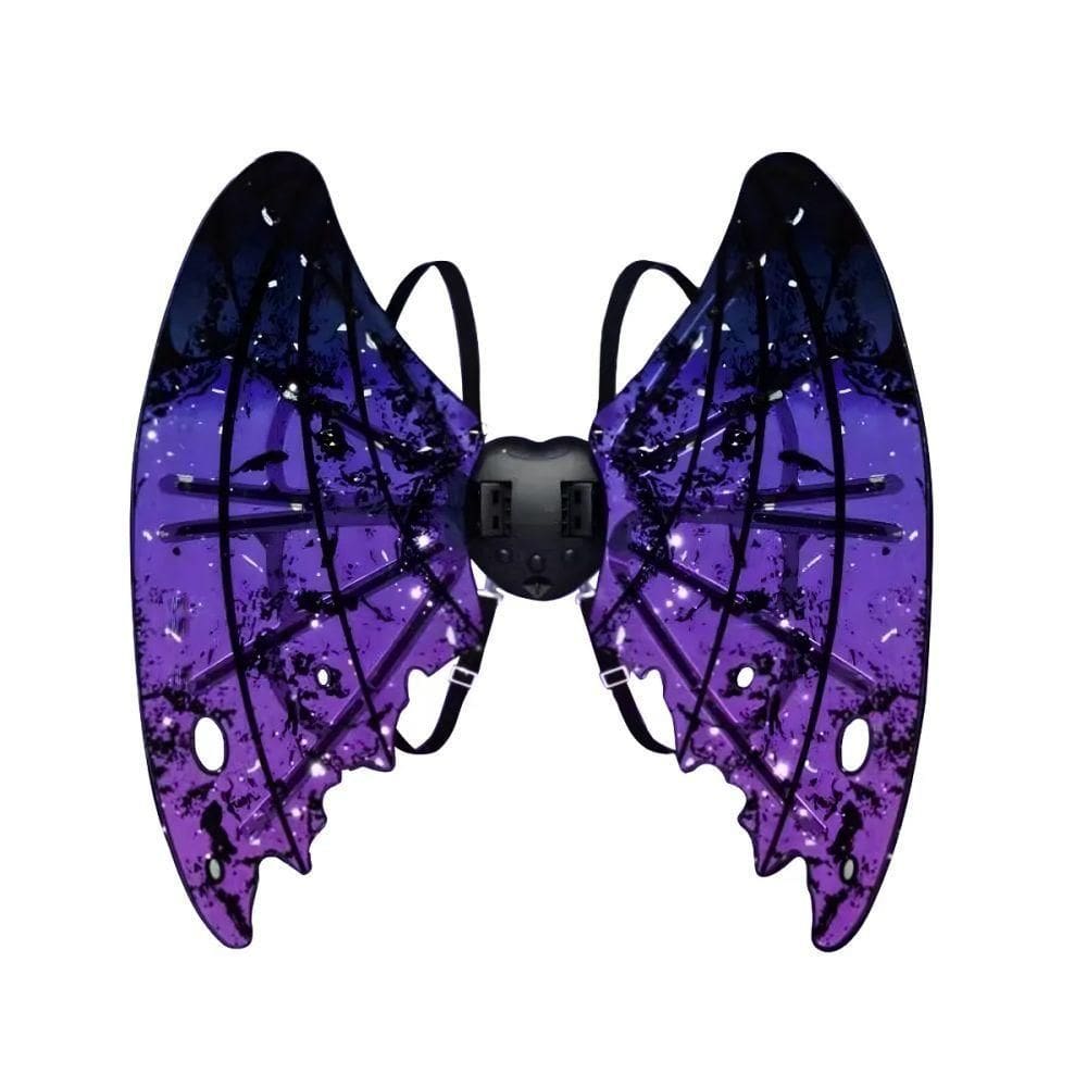 Asas Fantasia Vampiro Roxo Festas Música Led Brilhante