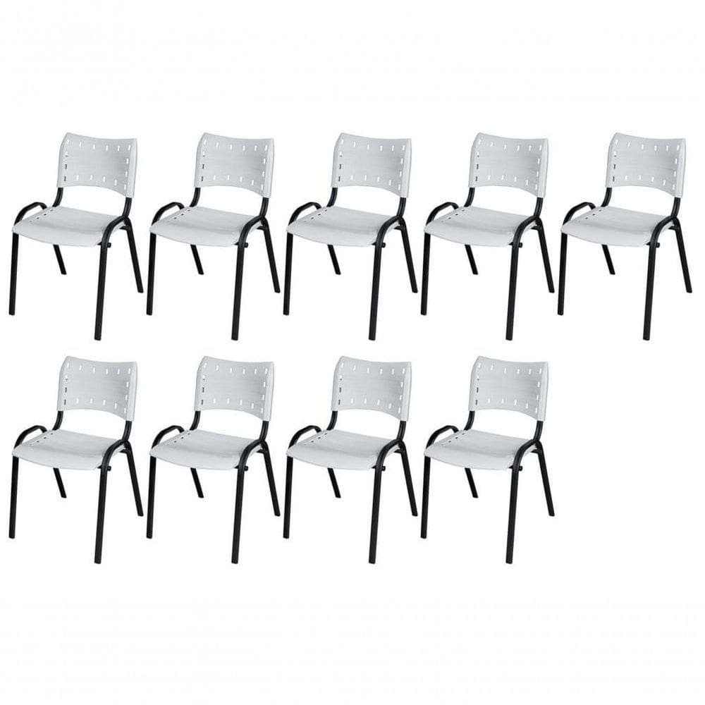Cadeira Iso Base Preto , Escritório Branco Kit 9 Un