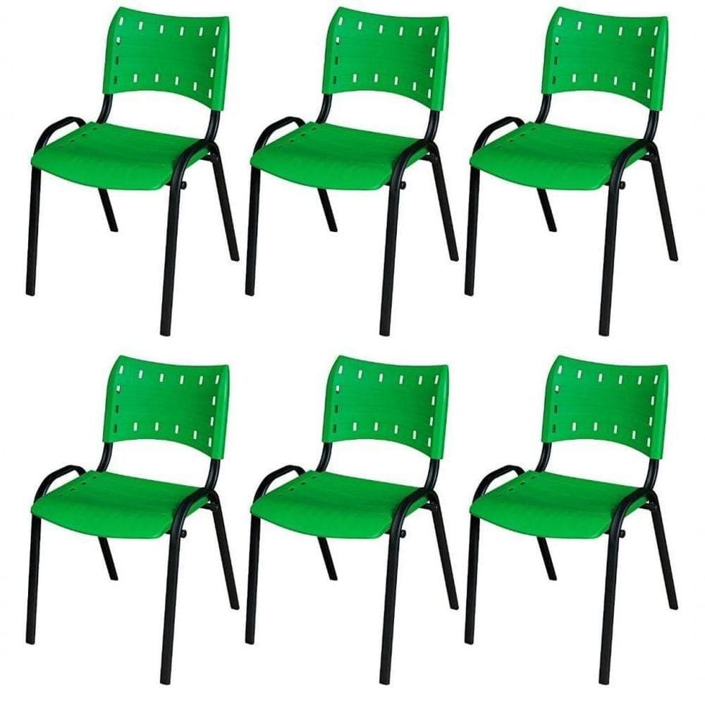 Cadeira Iso Base Preto , Escritório Verde Kit 6 Un