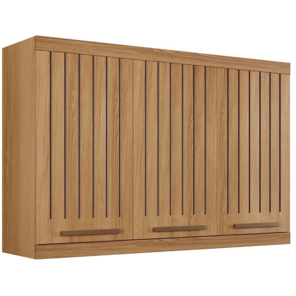 Armário Aéreo Talismã 3 Portas Cinamomo Ripado Arte Móveis