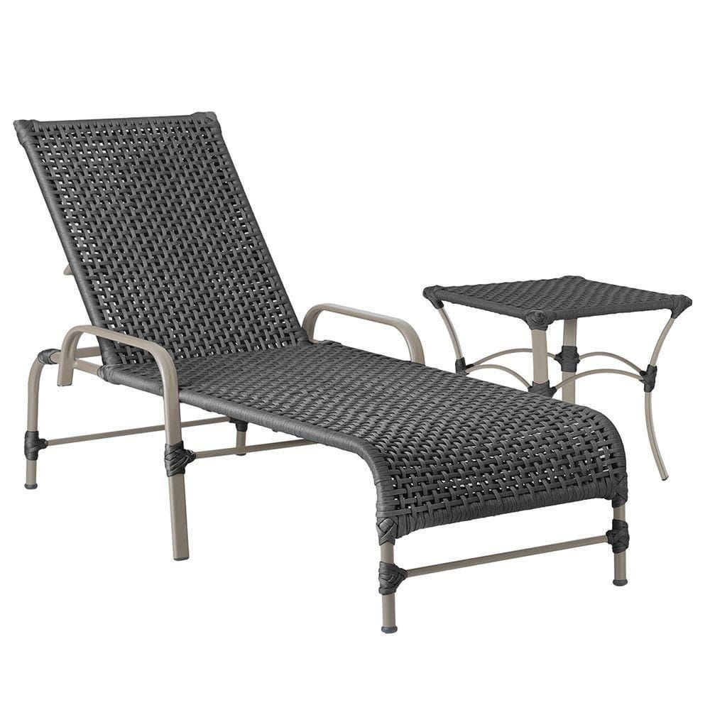 Espreguiçadeira Catar Mesa Corda Náutica Piscina Alumínio Preto