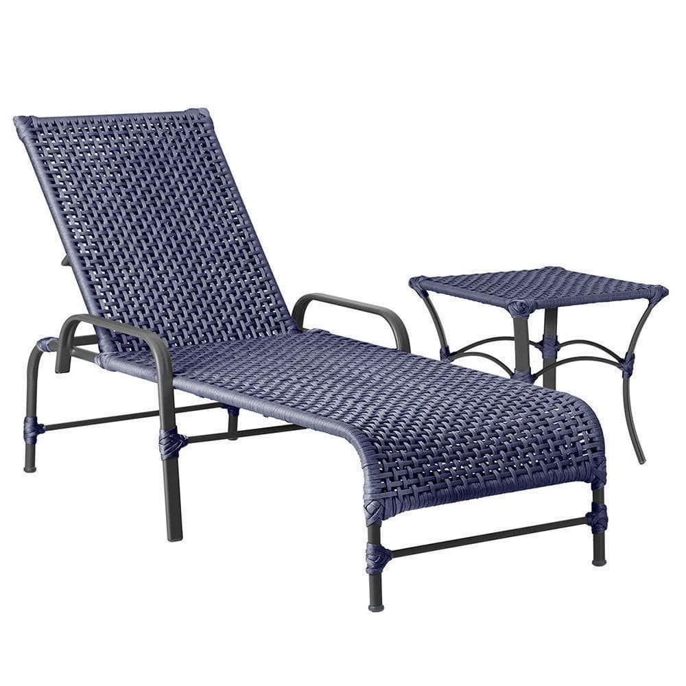 Espreguiçadeira Alumínio Catar Mesa Corda Náutica Piscina Azul