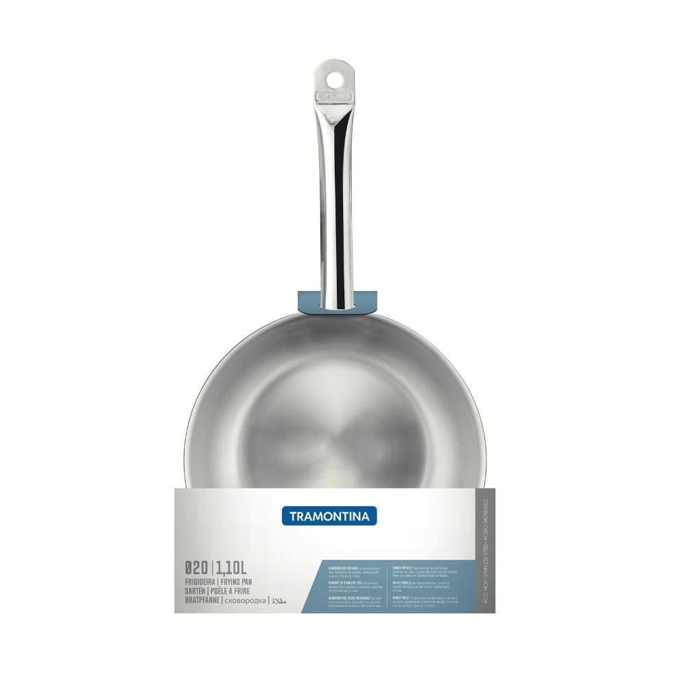 Frigideira Tramontina Professional Rasa Em Aço Inox Fundo Triplo Com Cabo 20 Cm 1,1 L