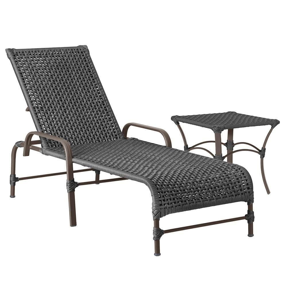 Espreguiçadeira Catar Mesa Corda Náutica Piscina Trama Preto