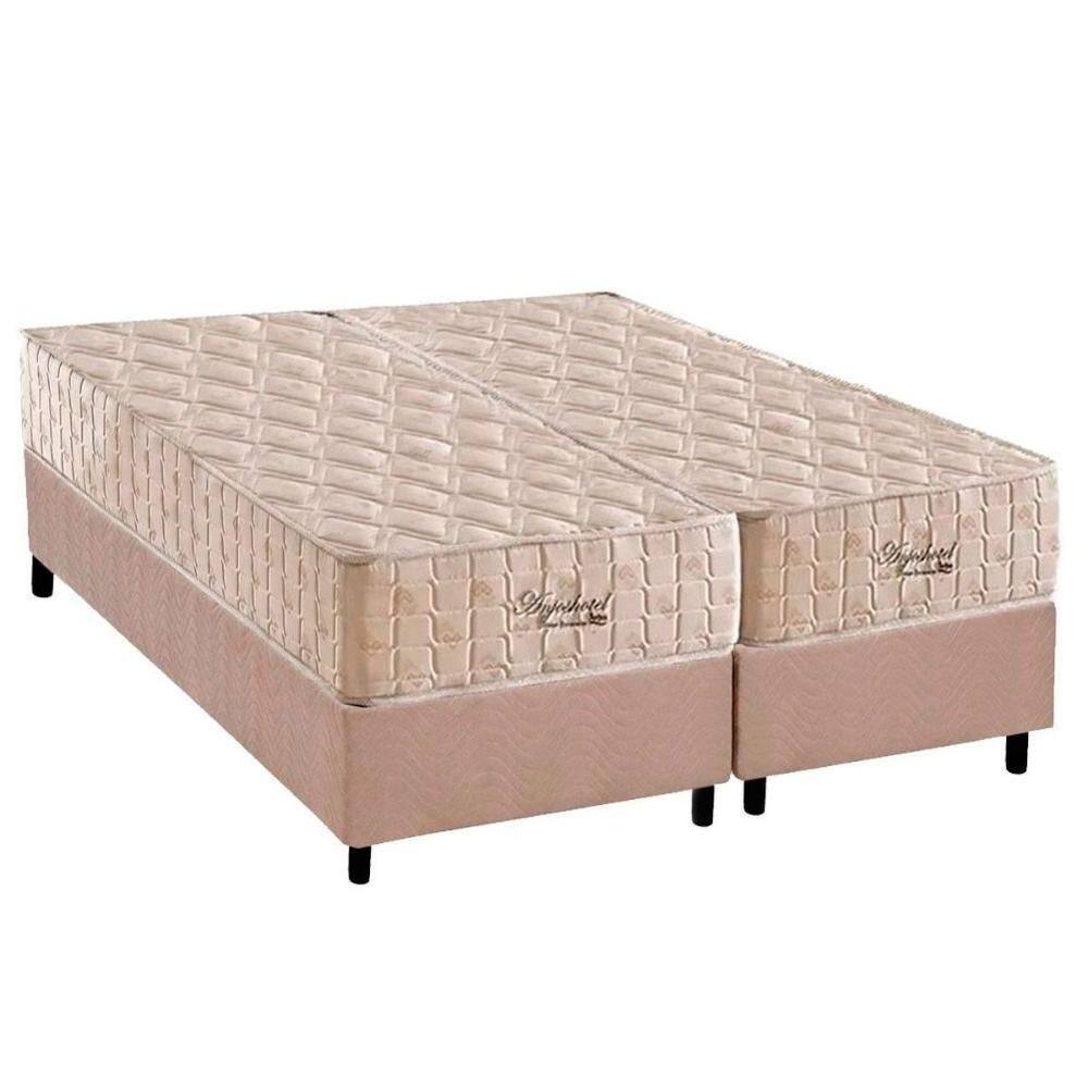 Cama Box Queen: Colchão Molas Ensacadas Anjoshotel + Base Crc Suede Clean (158x198)
