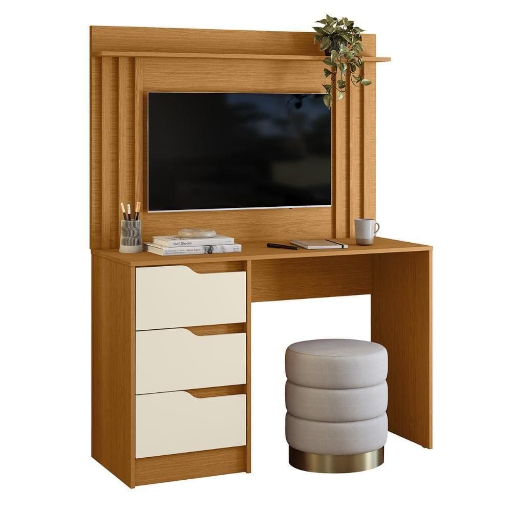 Mesa Escrivaninha 3 Gavetas Painel 40 Pol Doble Off/cinamomo - Albatroz