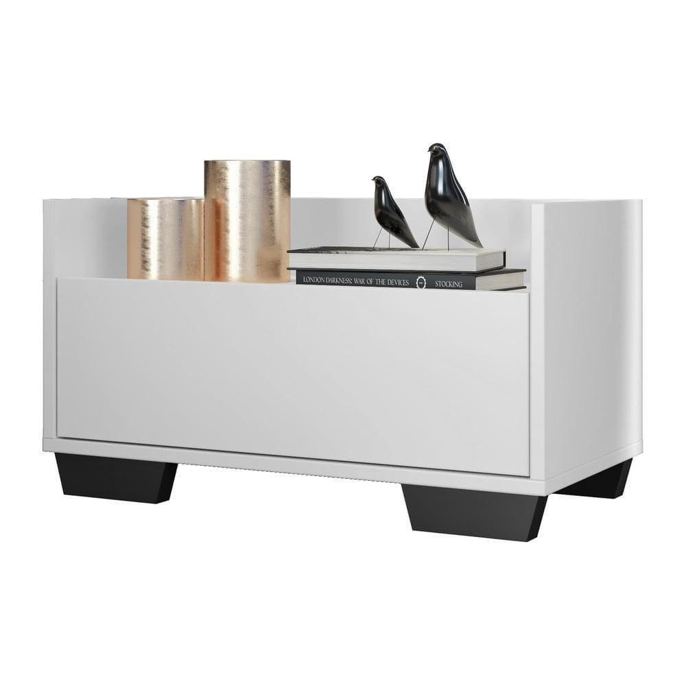 Mesa De Cabeceira 60Cm Multimóveis V3628 Branca/Preta