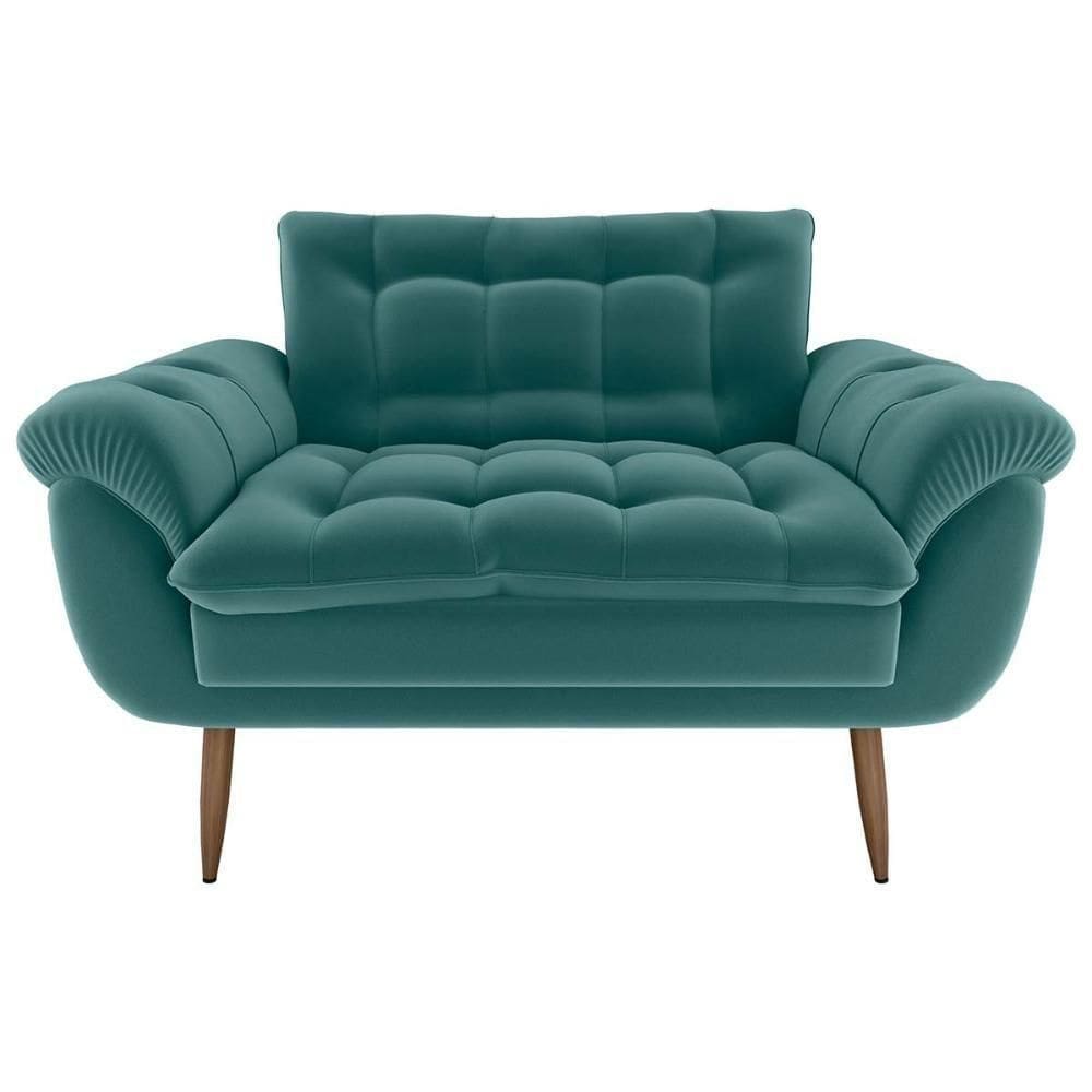 Sofá 2 Lugares Pequeno 1,25 Pés Em Madeira Maciça Xangai Veludo Verde Menta Matrix Veludo Verde Menta