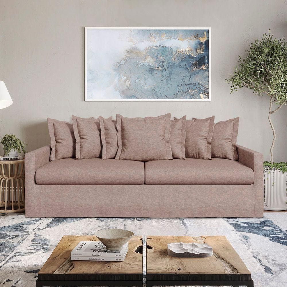 Sofá Living Laguna 2,40m Com Capa Removível Lavável Cor Bege Escuro 2253