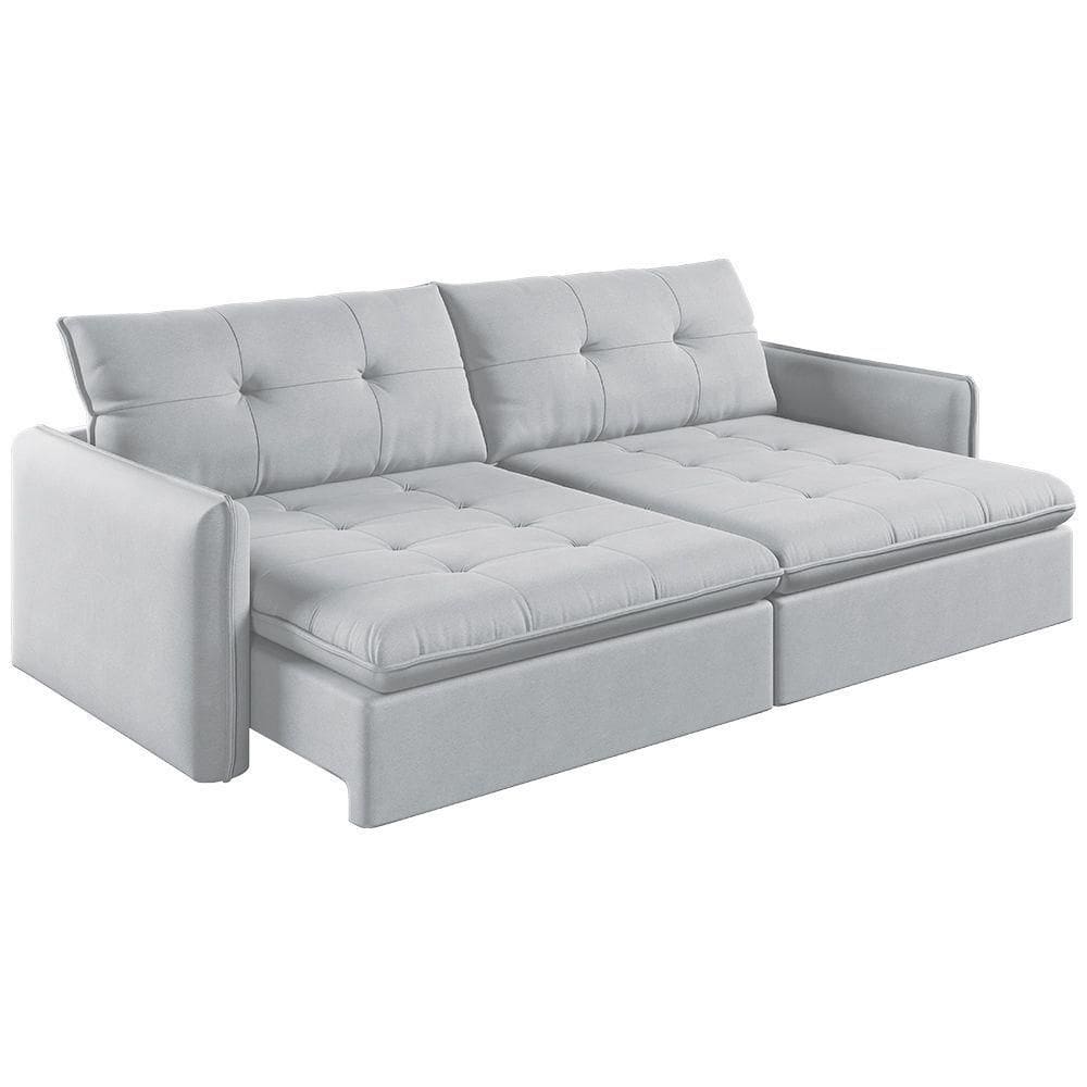 Sofá Retrátil E Reclinável Lavanda 2,00m Linho Cor Gelo 2322