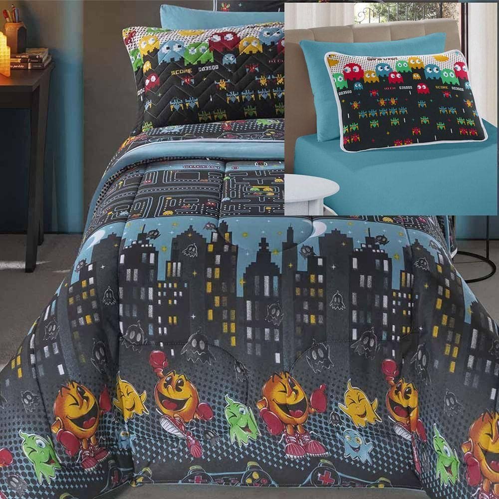 Kit Coordenado Edredom Com Lençol Solteiro Mymo - Game - 100% Algodão