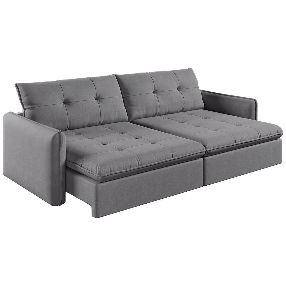 Sofá Retrátil E Reclinável Lavanda 1,60m Linho Cor Cinza 2323