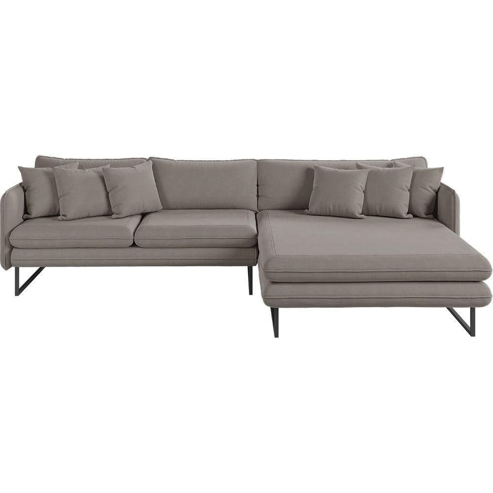 Sofá Jade Com Chaise Lateral Direita 2,84m Em Linho Cor Fendi 2522