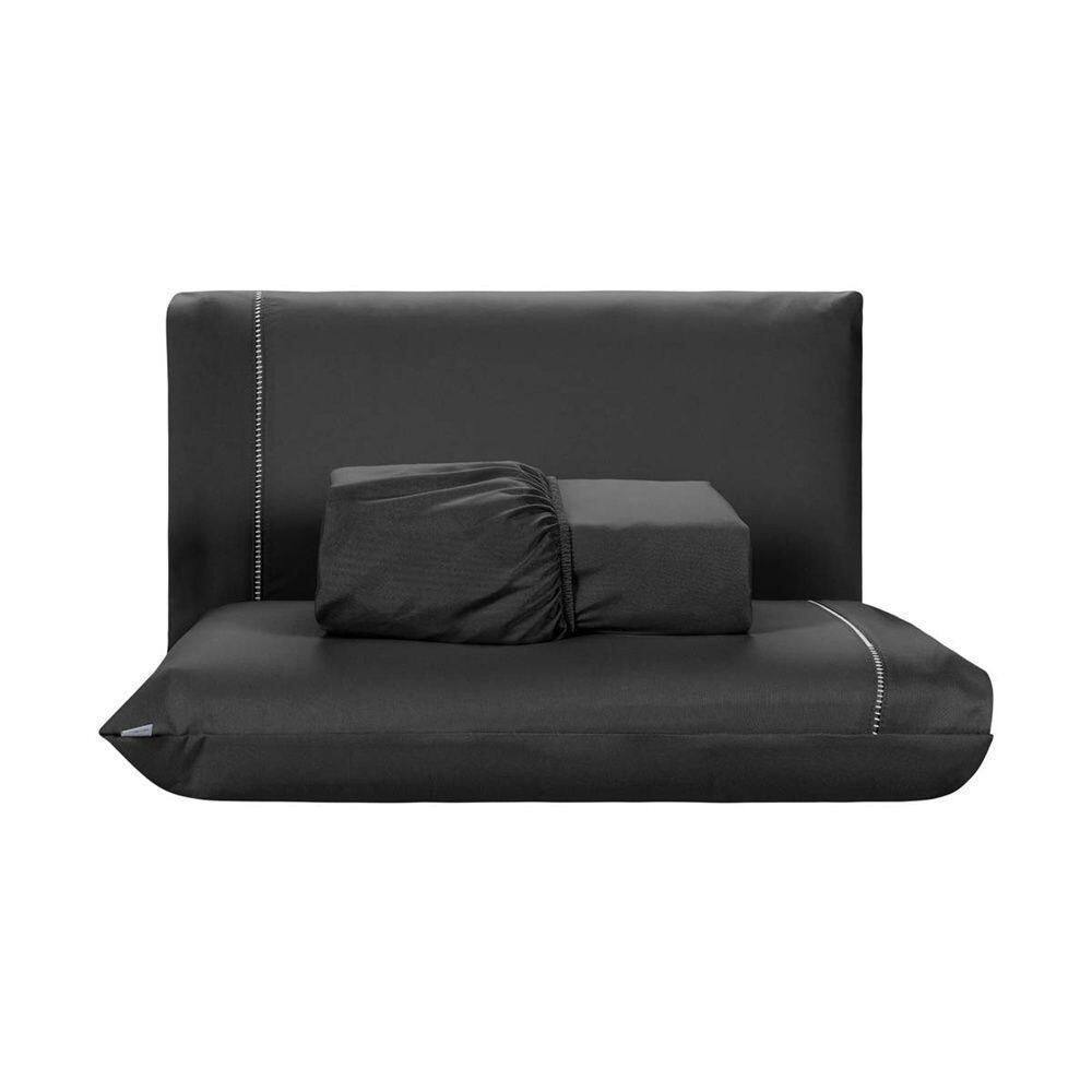 Jogo De Lençol 3 Peças King Percal 200 Fios De Poliéster Sleep 100% Poliéster - Preto