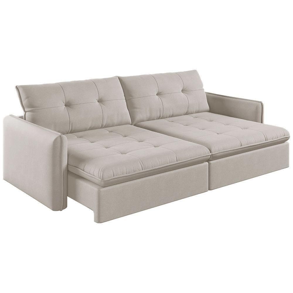 Sofá Retrátil E Reclinável Lavanda 2,20m Linho Cor Cru 2320