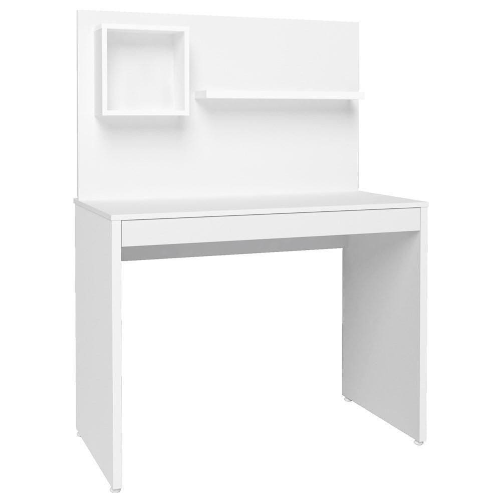 Escrivaninha Com Painel 1 Nicho 1 Prateleira Mobile First Branco Artany