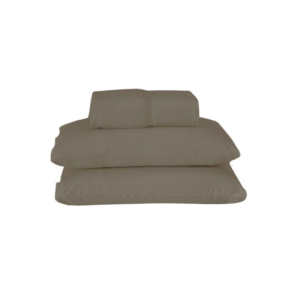 Jogo De Lençol Usual Casal 3 Peças Percal 180 Fios - Marrom - 80% Poliéster- 20% Algodão