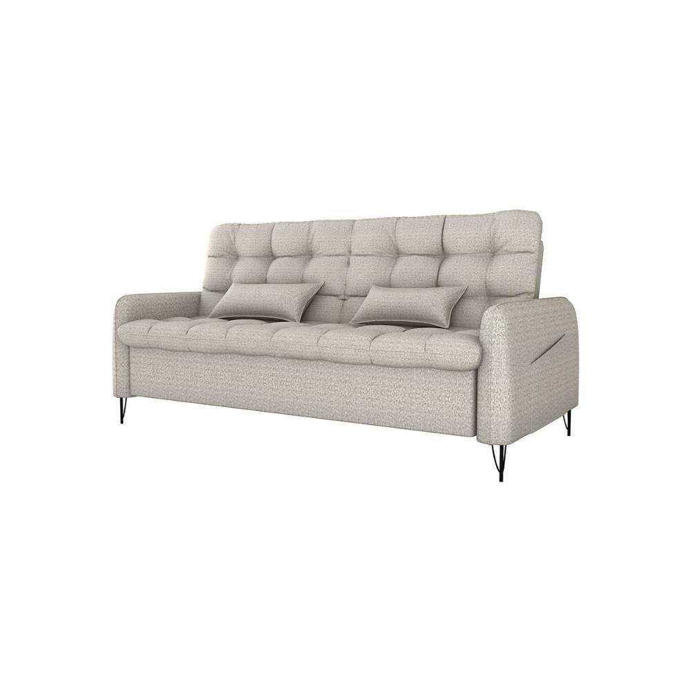 Sofá Cama Reclinável Com Almofadas 3 Lugares 200cm Pillar Milenium Palha Matrix Linho Mileniun Palha