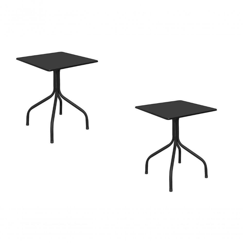 Kit 2 Mesas Moema 70x70 Preta Base Preta