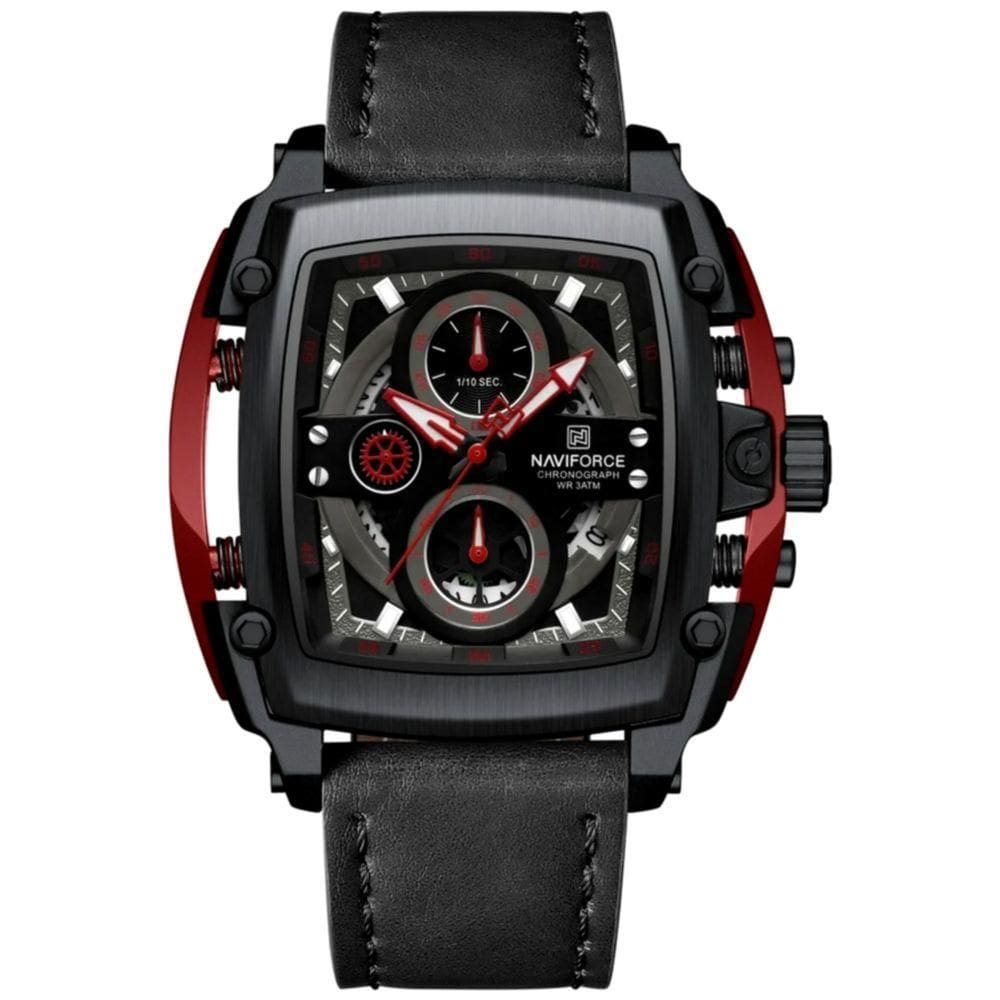 Relógio Masculino Mostrador Grande Design Tonneau à Prova D `água Vermelho