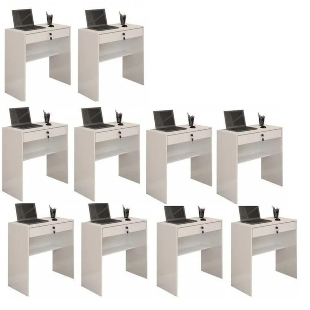 Kit 10 Escrivaninha Andorinha Jcm Movelaria Branco