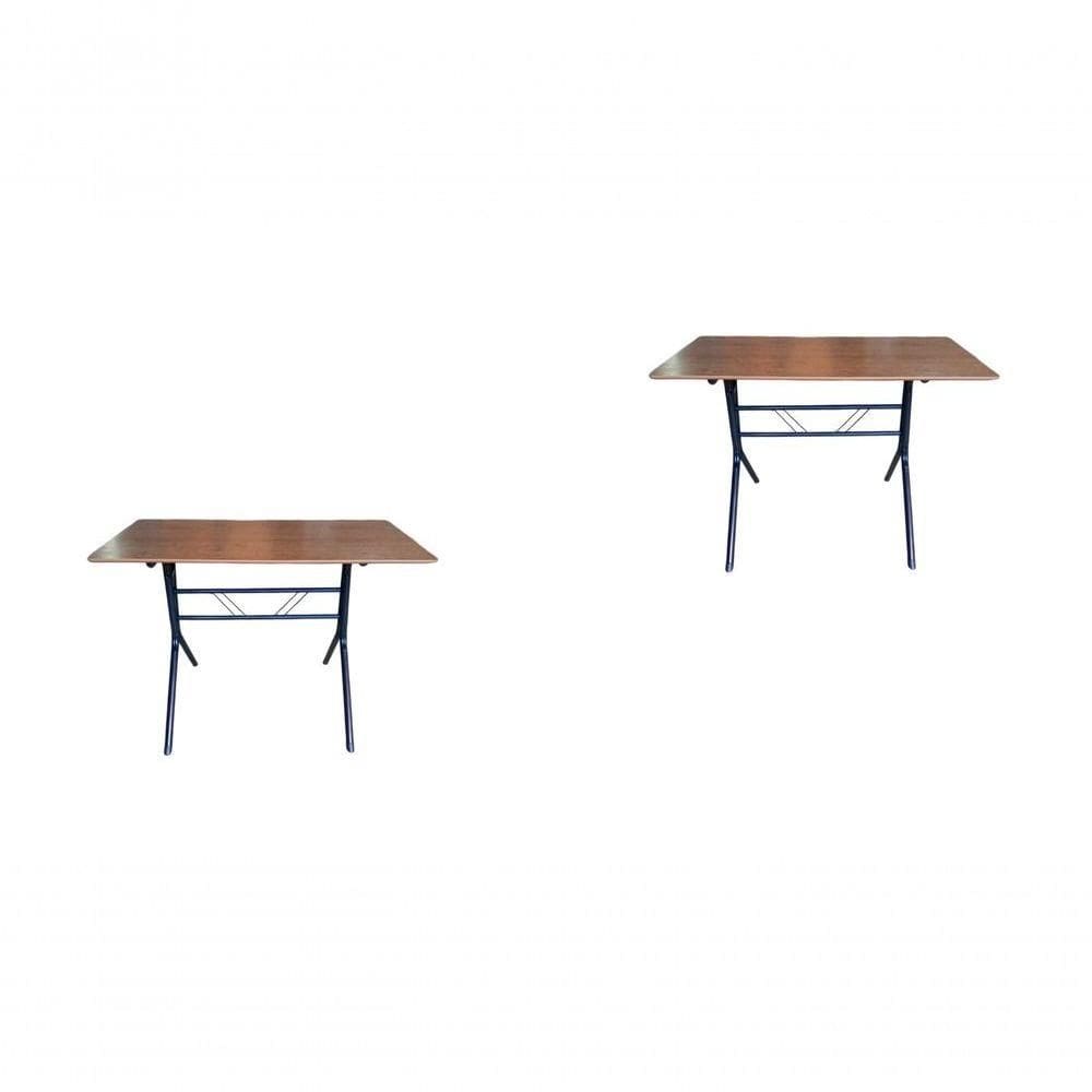 Kit 2 Mesas Moema 120x70 Imbuia Base Preta